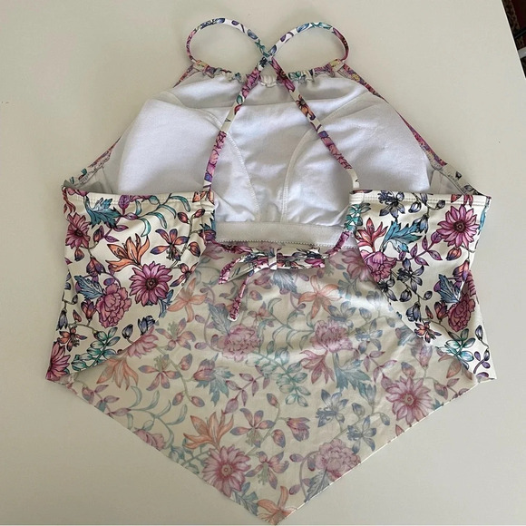 Kenneth Cole Reaction Bikini Top Halter Top Small Adjustable Tie Straps Floral - Picture 4 of 9